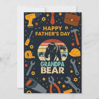 Vintage Grandpa Bear Fathers Day Garden Gift Cards
