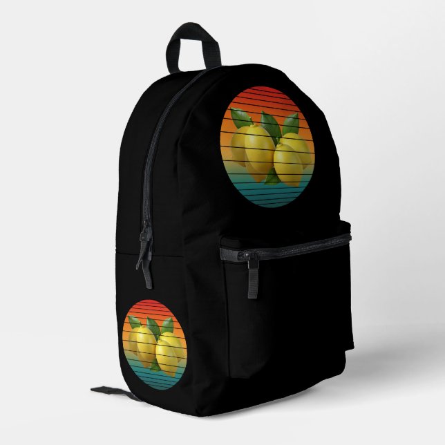 Vintage grape fruits food heathy vegan printed backpack (Back Corner Left)