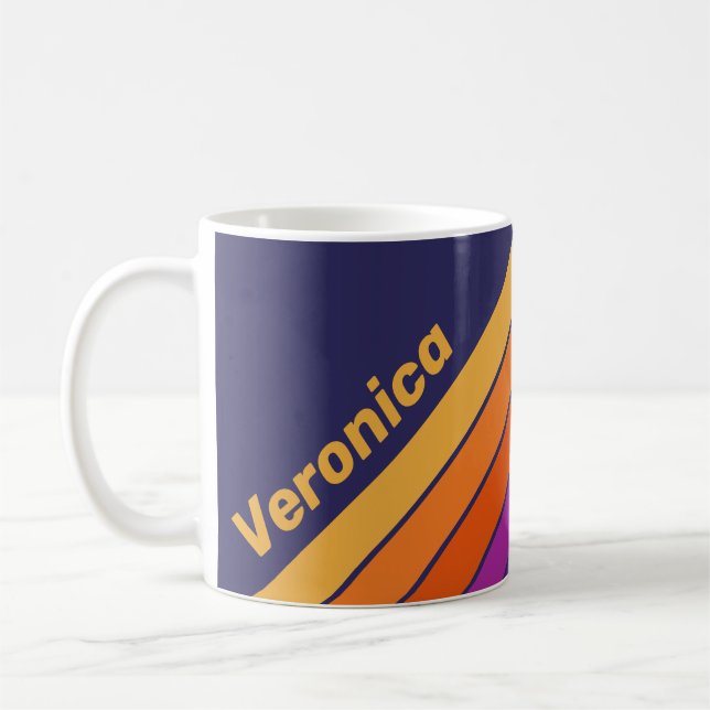 Vintage Grape Rainbow Stripes with Name Coffee Mug (Left)