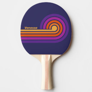 Vintage Grape Rainbow Stripes with Name Ping Pong Paddle