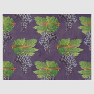 Vintage Grapes and Vines on Purple Decoupage Tissue Paper