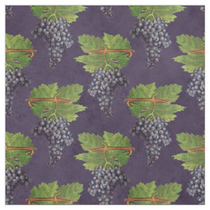 Vintage Grapes and Vines on Purple Fabric