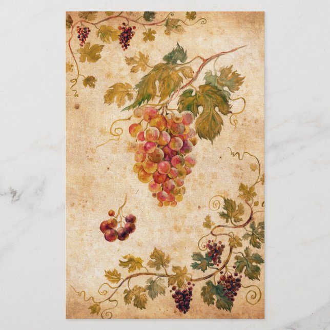 Vintage Grapes Illustration | Rustic Wine Art Flyer (Front)