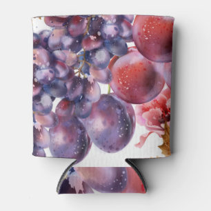 Vintage Grapes Watercolor Autumn Card Can Cooler