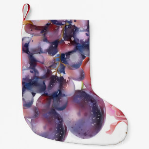 Vintage Grapes Watercolor Autumn Card Small Christmas Stocking