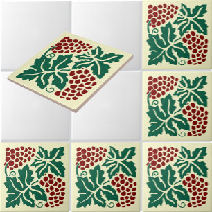 Vintage Grapevine Customisable Colours Tile