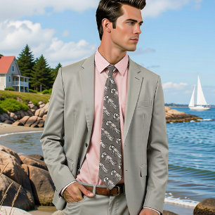 Vintage graphic lobster in charcoal grey tie