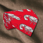 Vintage graphic lobster in red   tie<br><div class="desc">This red and white necktie has a tiled pattern of a vintage graphic lobster. Ideal for seafood lovers and chefs.</div>