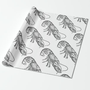 Vintage graphic lobster wrapping paper