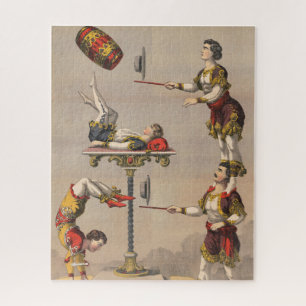 Vintage Graphic Print Of An Acrobatic Act. Jigsaw Puzzle