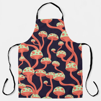 Vintage Graphics Mushrooms Seamless Pattern Apron
