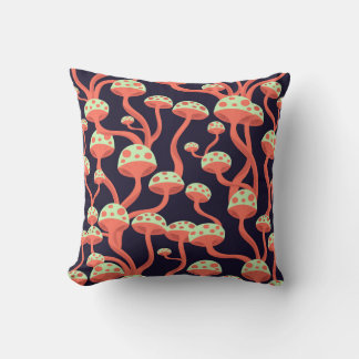 Vintage Graphics Mushrooms Seamless Pattern Cushion
