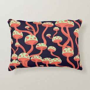 Vintage Graphics Mushrooms Seamless Pattern Decorative Cushion
