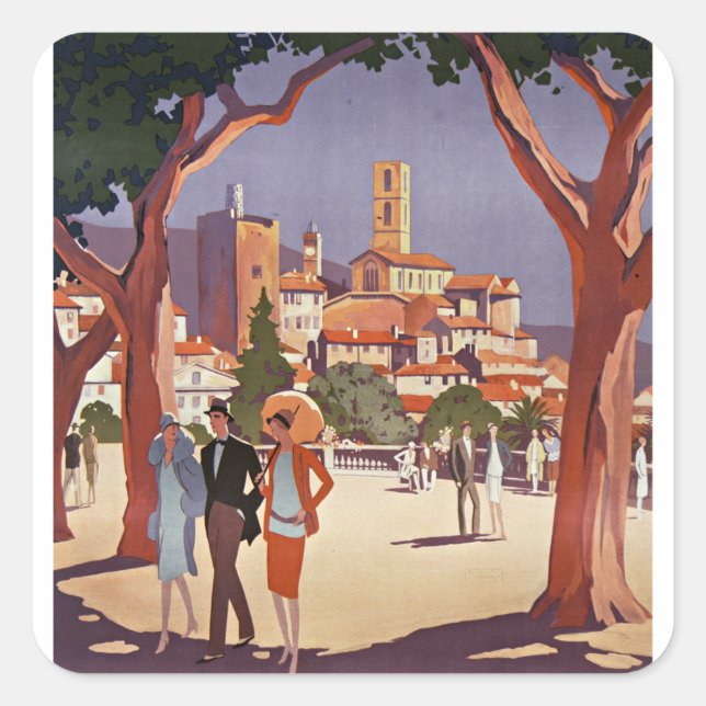 Vintage Grasse Summer Art Square Sticker (Front)