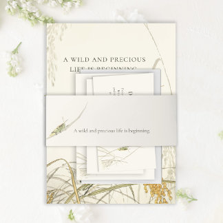 Vintage Grasshopper Baby Shower Invitation Belly Band