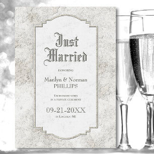 Vintage Gray Carved Stone Wedding Announcement