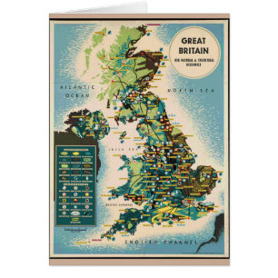Vintage Great Britain Resources Map