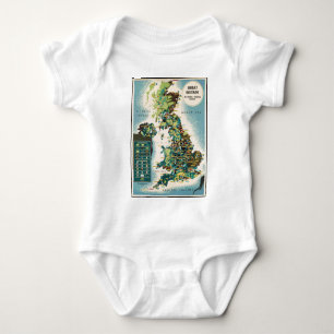 Vintage Great Britain Resources Map Baby Bodysuit