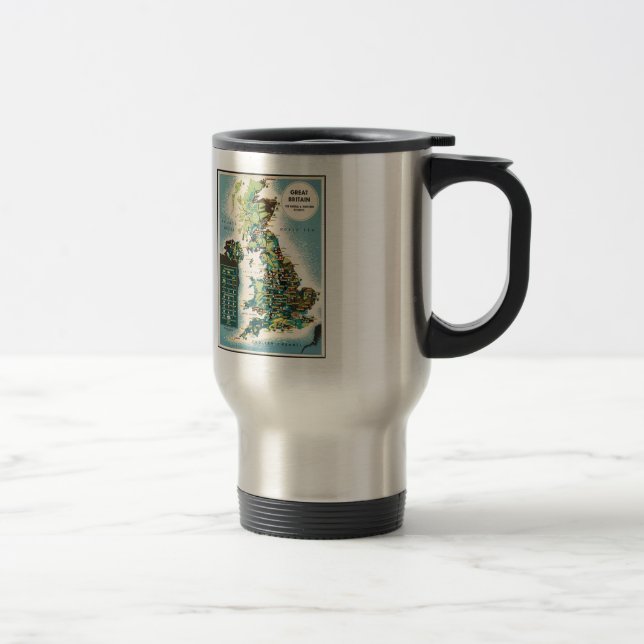 Vintage Great Britain Resources Map Travel Mug (Right)