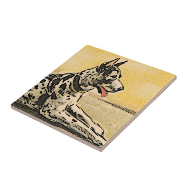 Vintage Great Dane Art Tile (Side)