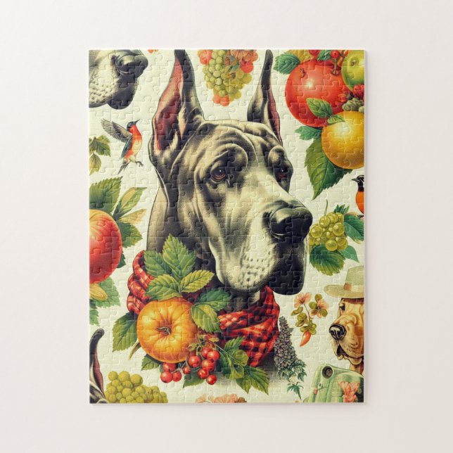 Vintage Great Dane Dog Illustration Jigsaw Puzzle (Vertical)