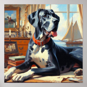Vintage Great Dane Painting Poster