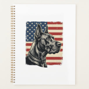 Vintage Great Dane Patriotic Flag Vector Design_1 Planner