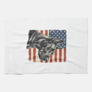 Vintage Great Dane Patriotic Flag Vector Design_1 Tea Towel