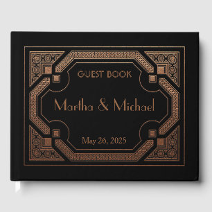 Vintage Great Gatsby Art Deco Copper Metal Guest B Book