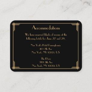 Vintage Great Gatsby Wedding Accommodation Cards