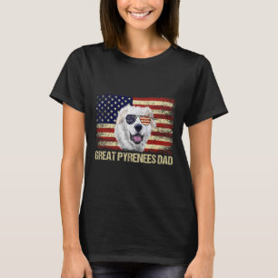 Vintage Great Pyrenees Dad American Flag Usa 4th O T-Shirt