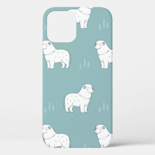 vintage Great Pyrenees dog illustration seamless r iPhone 12 Case