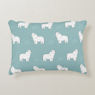vintage Great Pyrenees dog illustration seamless r Decorative Cushion