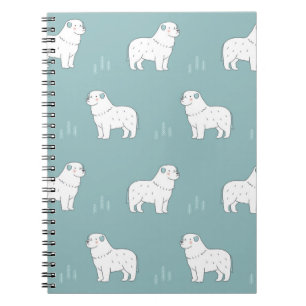 vintage Great Pyrenees dog illustration seamless r Notebook
