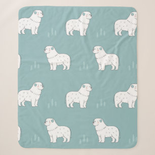 vintage Great Pyrenees dog illustration seamless r Sherpa Blanket