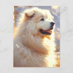 Vintage Great Pyrenees  Dog Painting Postcard