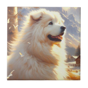 Vintage Great Pyrenees  Dog Painting Tile