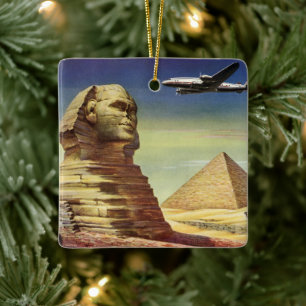 Vintage Great Sphinx of Giza, Pyramids of Egypt Ceramic Tree Decoration