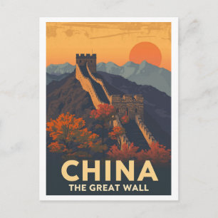Vintage Great Wall of China Postcard