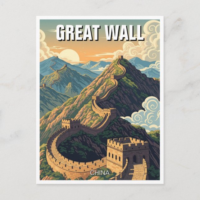 Vintage Great Wall of China Travel Postcard (Front)