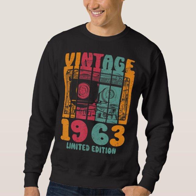 Vintage Greatest Hits 1963 Retro Birthday Sweatshirt (Front)