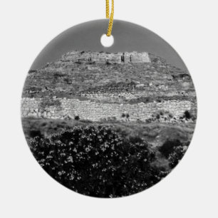 Vintage Greece Athens Mycenae acropolis overview Ceramic Tree Decoration