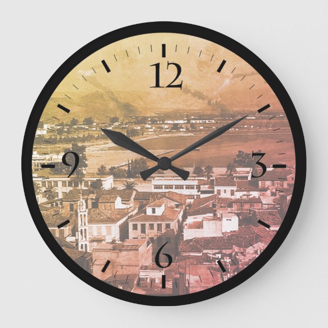 Vintage Greece Nafplion beach Watch Large Clock (Front)
