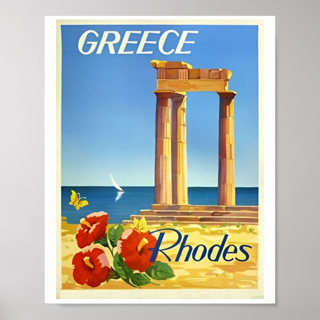 Vintage Greece Travel Canvas Poster (Front)