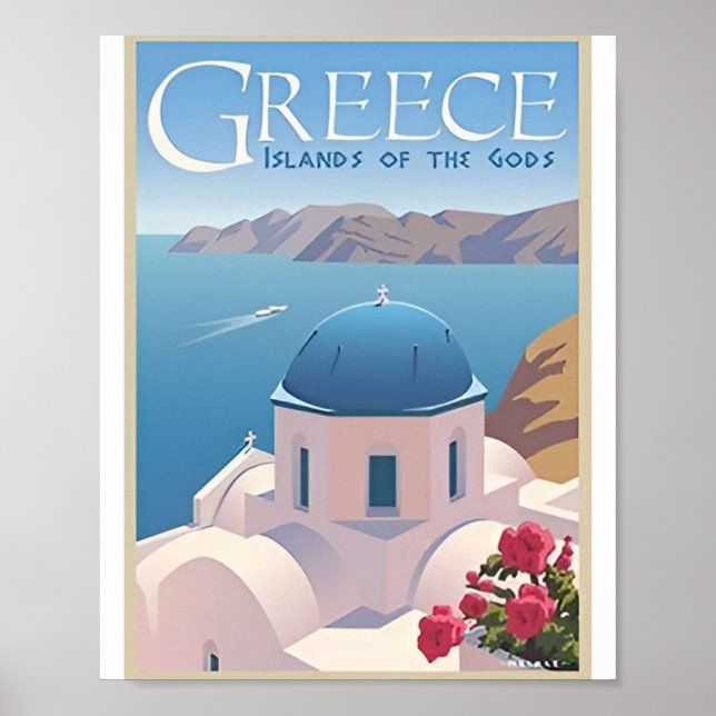 Vintage Greece Travel Ocean Posters (Front)