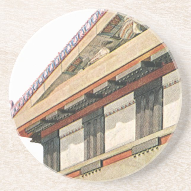 Vintage Greek Architecture, Temple of Athena Coaster (Front)