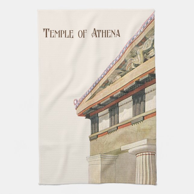 Vintage Greek Architecture, Temple of Athena Tea Towel (Vertical)