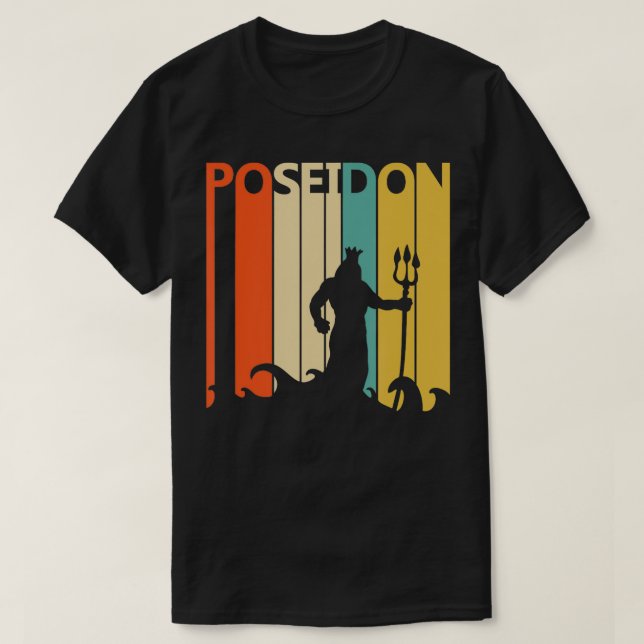 Vintage Greek Mythology God Poseidon  T-Shirt (Design Front)