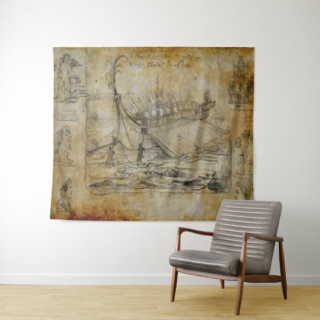 vintage greek ship tapestry (In Situ (Horizontal))