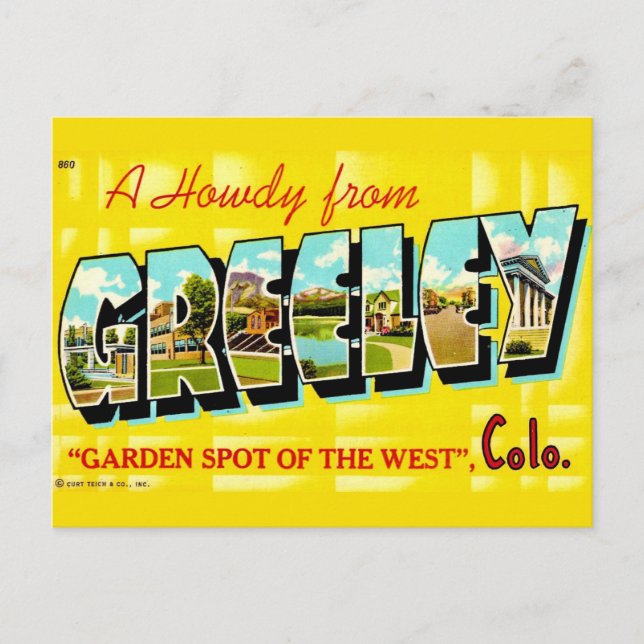 Vintage Greeley CO Greeting Postcard (Front)
